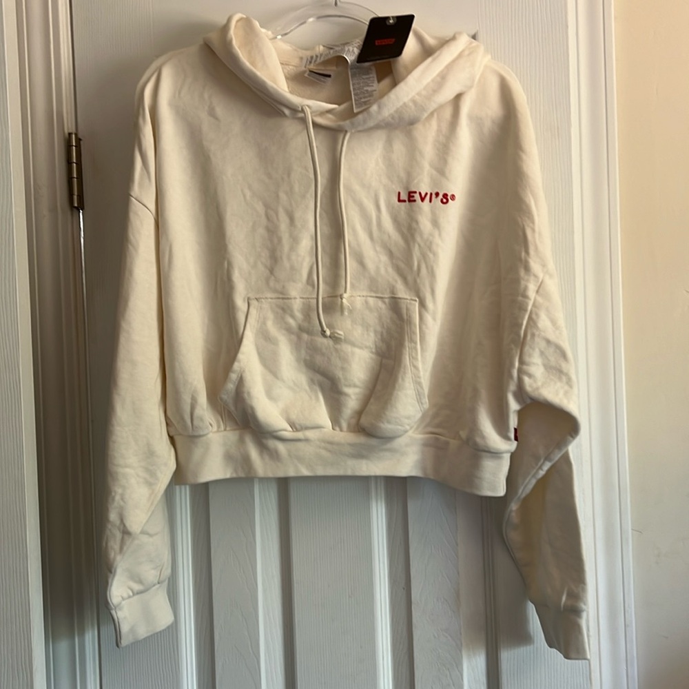 Levi’s Cropped Hoodie Size XL In Off-White